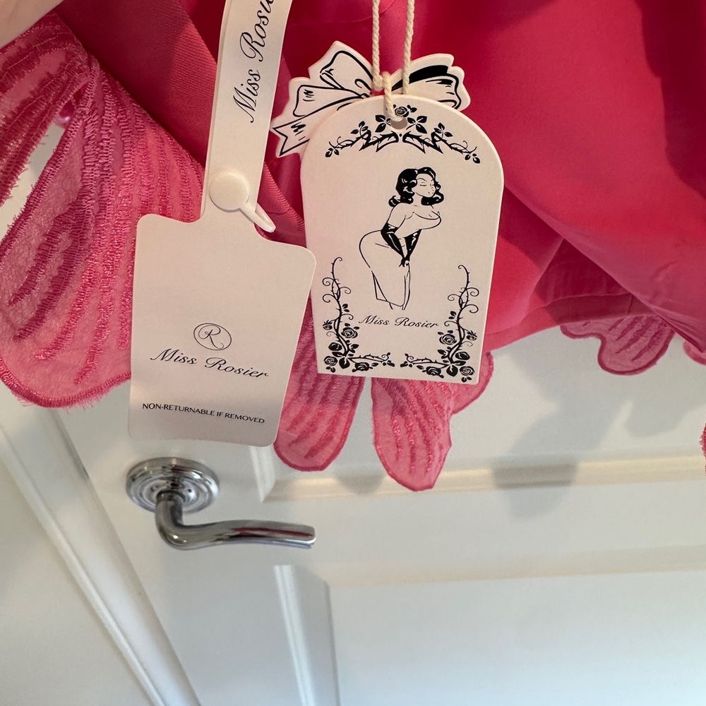 Fleurine Hot Pink Floral Appliqué Mini Dress - Picture 7 of 9